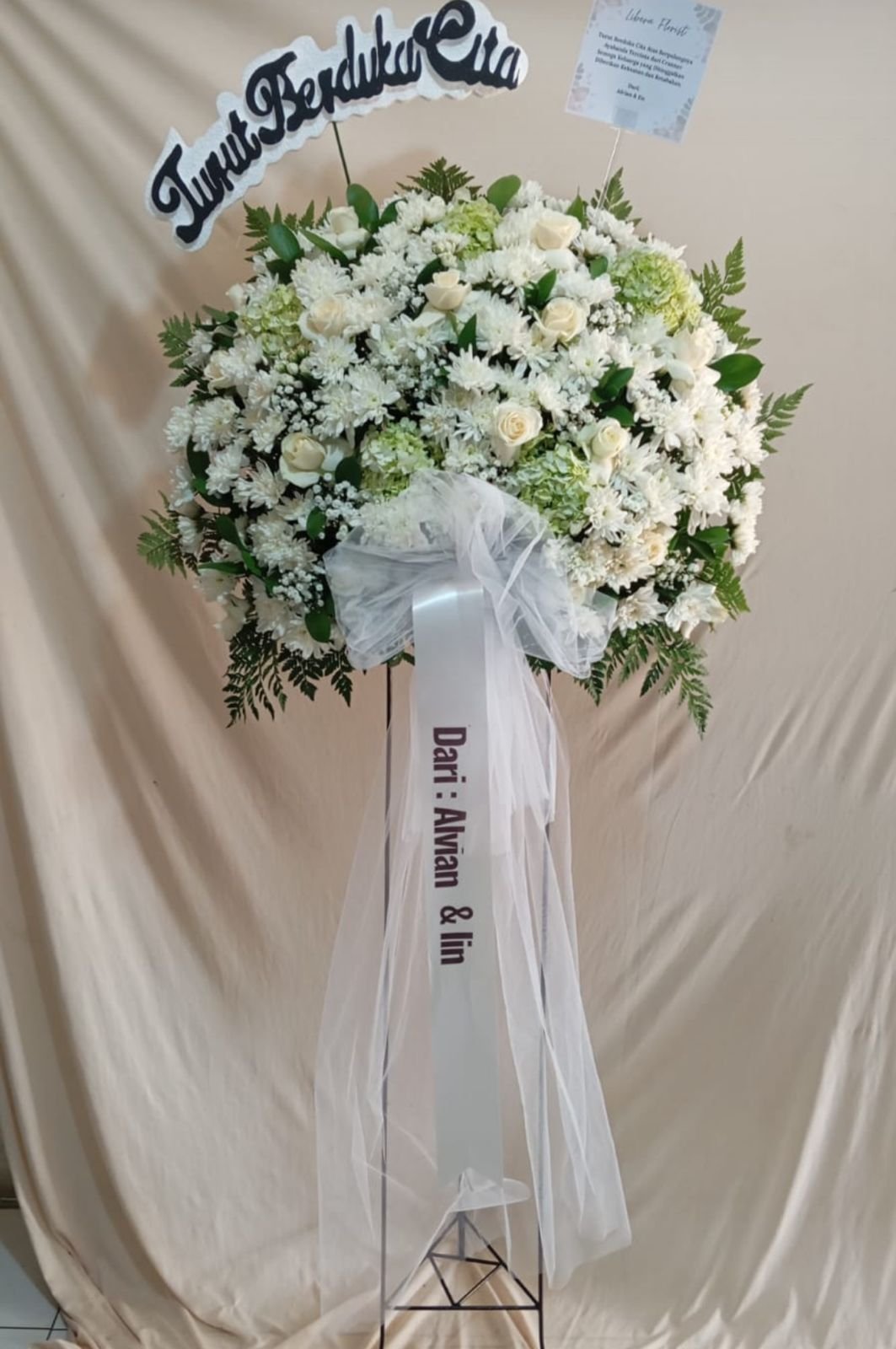 Standing flower duka cita dikirim ke kawasan Bintaro, Pondok Aren